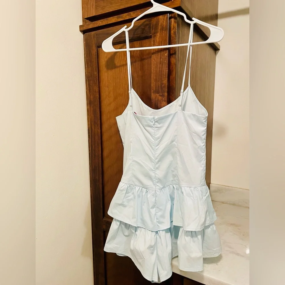 Edikted Light Blue Ruffle Romper Large - Picture 2 of 3